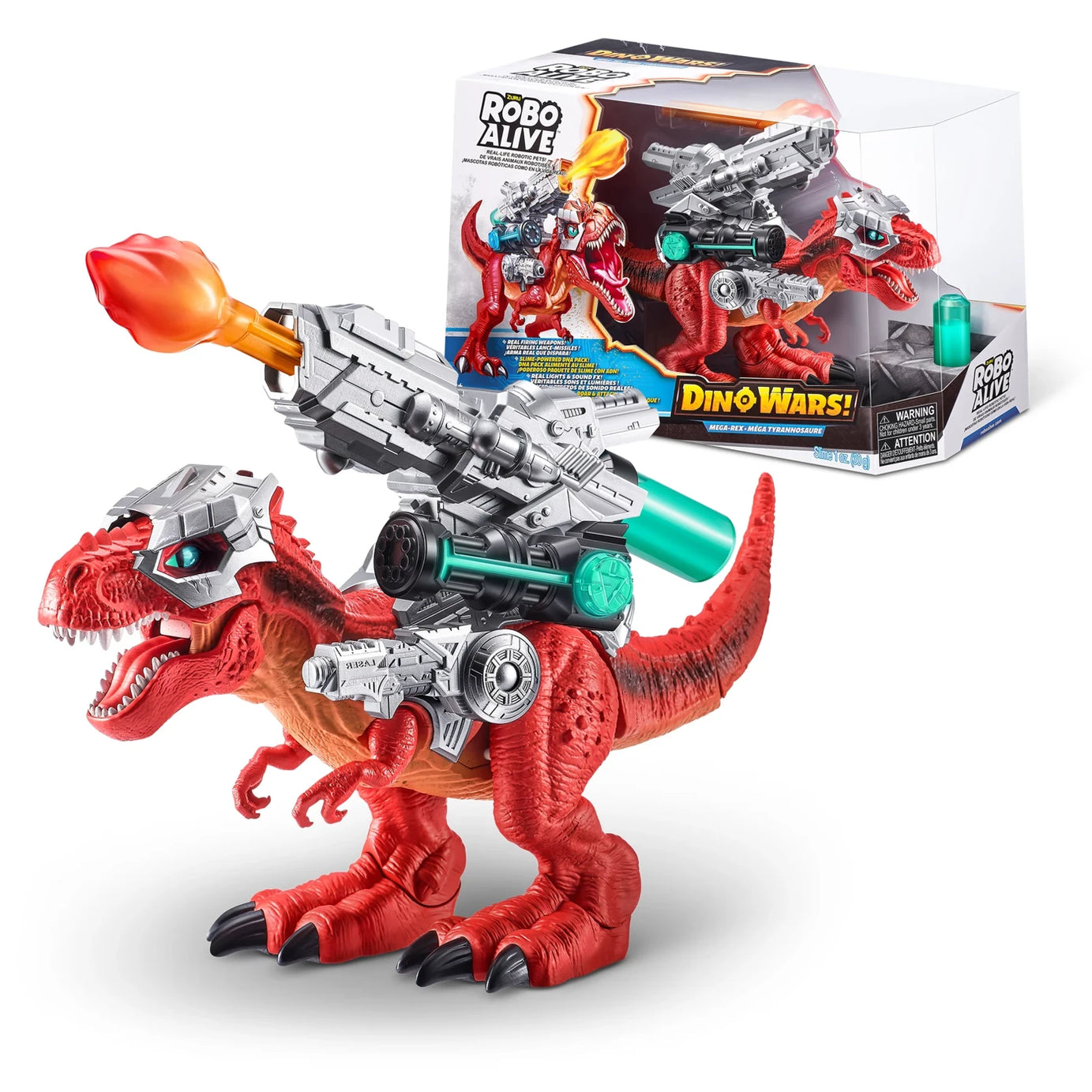 ZURU Robo Alive Dino Wars Mega-Rex with Realistic Movements, Removable Armor, and Firing Weapon for 3+ Years