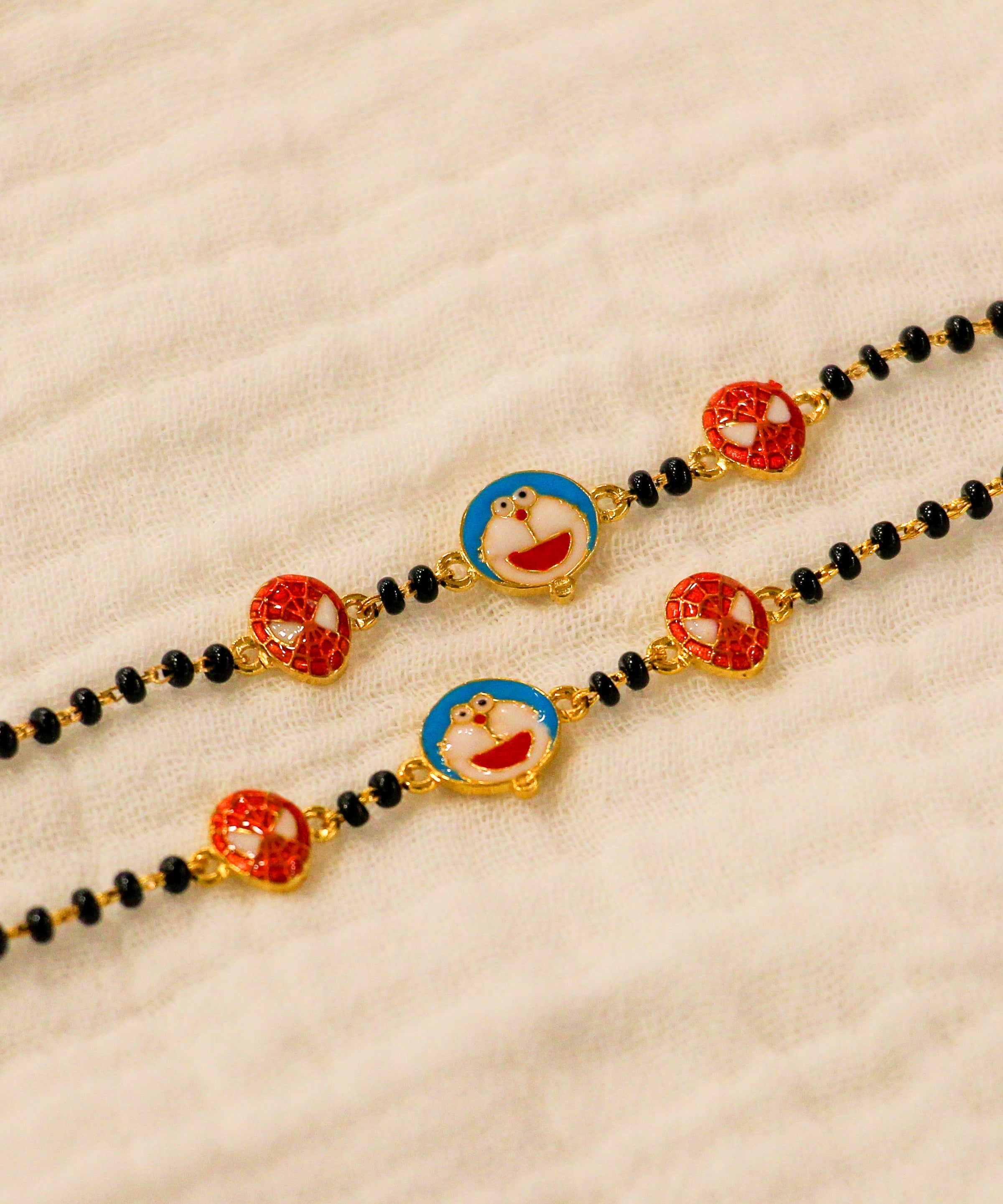 Doraemon & Spiderman Enamel Nazariya - Gold Plated 925 Sterling Silver Kids' Bracelet - MINIMEE KIDS