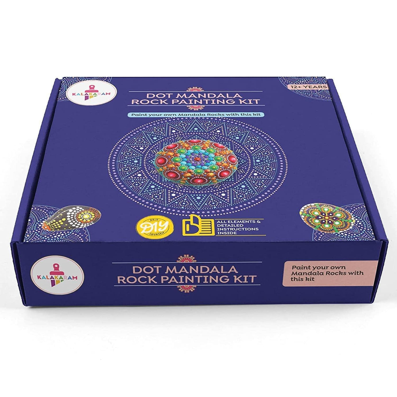 Kalakaram Dot Mandala Art Rock Painting Kit - Includes Large River Rocks, Acrylic Paints, Dotting Tools and More