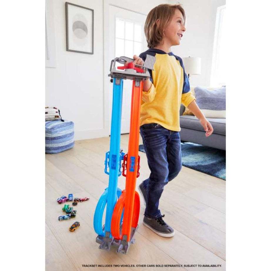 Hot Wheels Stunt Tracks - Double Loop Dash Track Set | 2 Loops, 2 Cars, Head-to-Head Racing | 5+ Years - GFH85