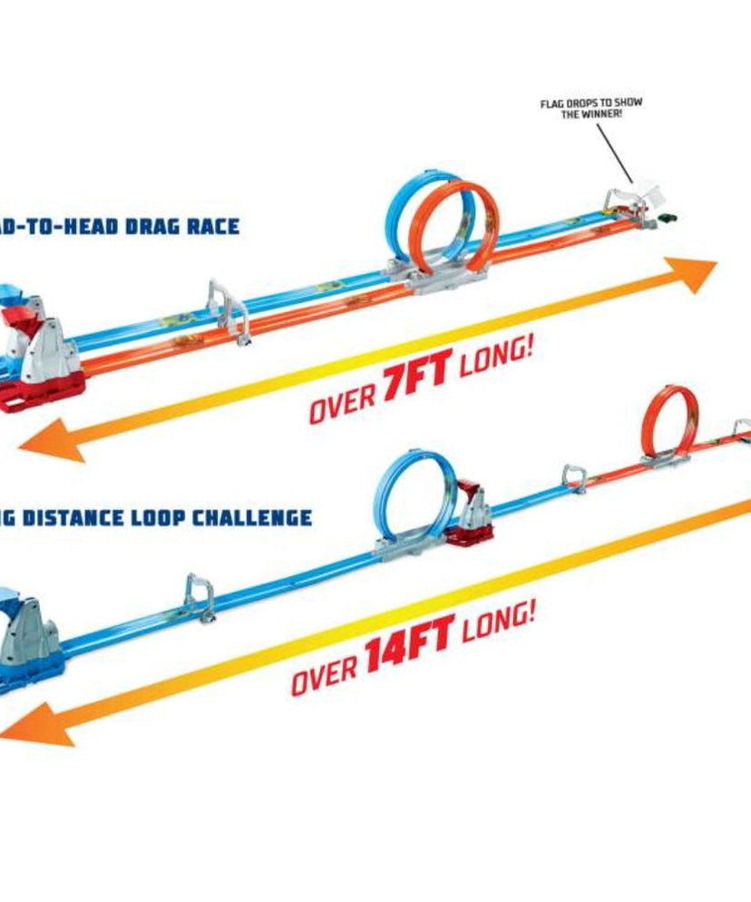 Hot Wheels Stunt Tracks - Double Loop Dash Track Set | 2 Loops, 2 Cars, Head-to-Head Racing | 5+ Years - GFH85