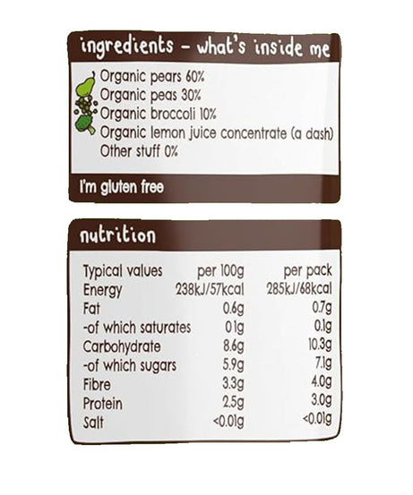 Ella’s Kitchen Pears, Peas & Broccoli – Organic Super Smooth Baby Puree for 4+ Months – 120g Pouch – No Added Sugar, Salt, or Water – Naturally Sweet & Gluten-Free - MINIMEE KIDS