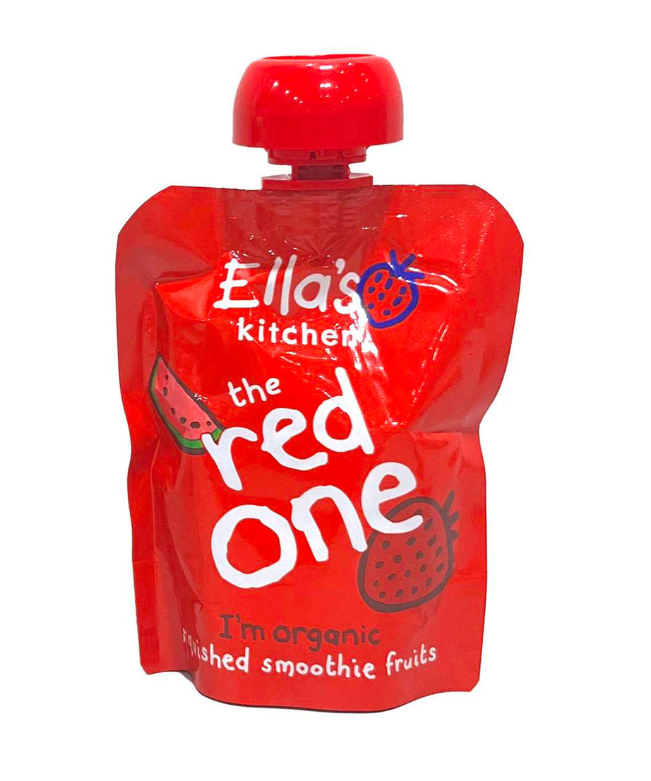 Ella's Kitchen The Red One Organic Fruit Puree | 100% Organic Squished Fruit with Apples, Bananas, Strawberries, Watermelon & Raspberries | No Added Sugar | Smooth Baby Food Pouch | 90g | 6+months - MINIMEE KIDS