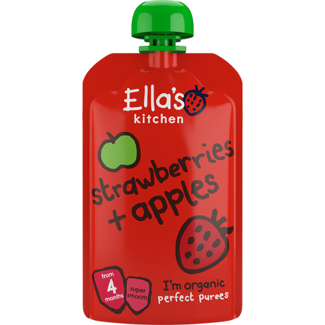 Ella's Kitchen Organic Strawberries + Apples Puree | From 4 Months | 120g