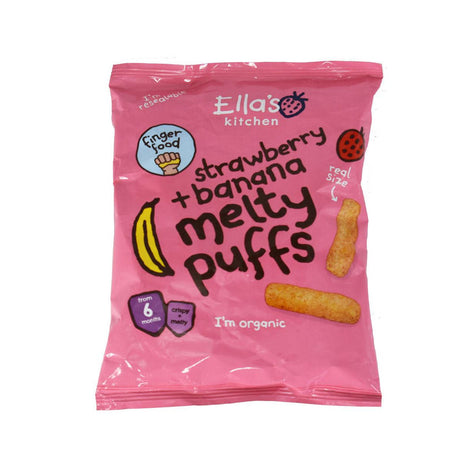 Ella's Kitchen Strawberry + Banana Melty Puffs from 6 Months | Organic - 20g