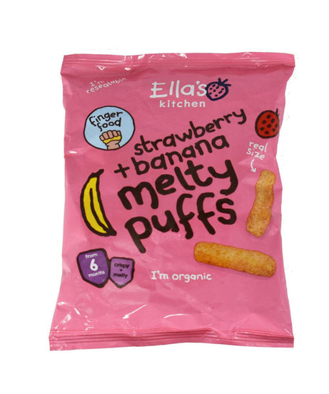 Ella's Kitchen Strawberry + Banana Melty Puffs from 6 Months | Organic - 20g