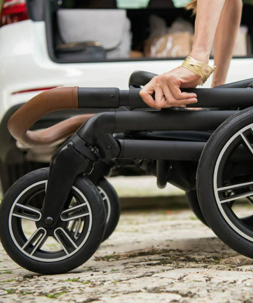 Nuna Mixx Next Baby Stroller - Rear Wheel Free Flex Suspension, Compact Fold Away Axle, Reversible Seat, Pram for 0M+ (Up to 22kg) - Caviar - MINIMEE KIDS
