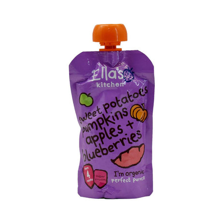 Ella's Kitchen Sweet Potatoes Pumpkins Apples + blueberries Super Smooth Puree for Babies 4 Months & Above - 120g