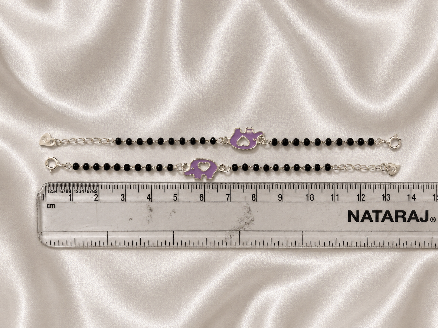 Whimsical Purple Elephant Heart Nazariya - 925 Sterling Silver Protective Bracelet for Kids