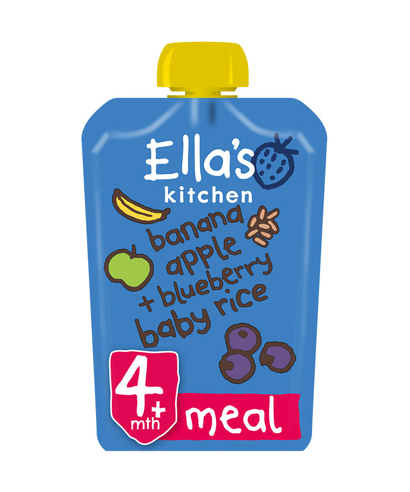 Ella’s Kitchen Banana Apple + Blueberry Baby Rice Puree for Babies 4 Months & Above - 120g - MINIMEE KIDS