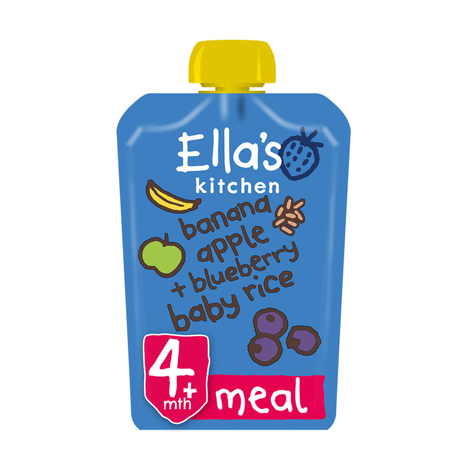 Ella’s Kitchen Banana Apple + Blueberry Baby Rice Puree for Babies 4 Months & Above - 120g