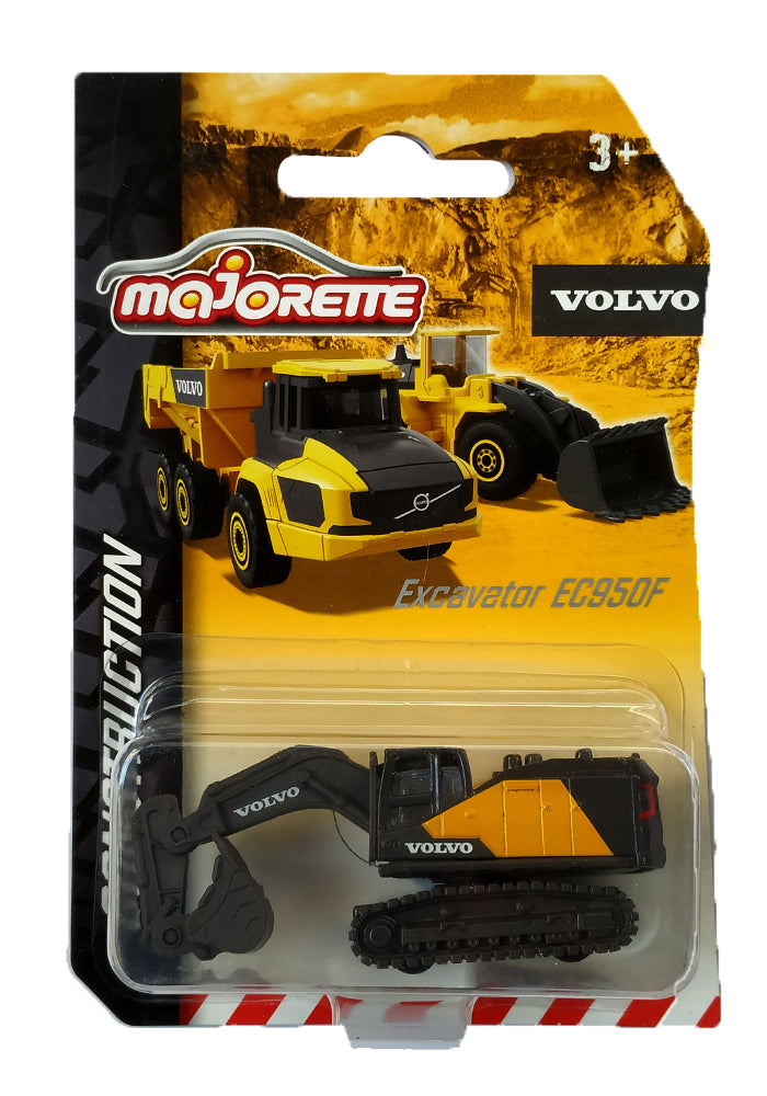 Majorette Volvo Construction Series (6 Assorted Models), Officially Licensed Die-Cast Metal Toy Vehicles with Moving Parts, for Kids and Collectors Aged 3+
