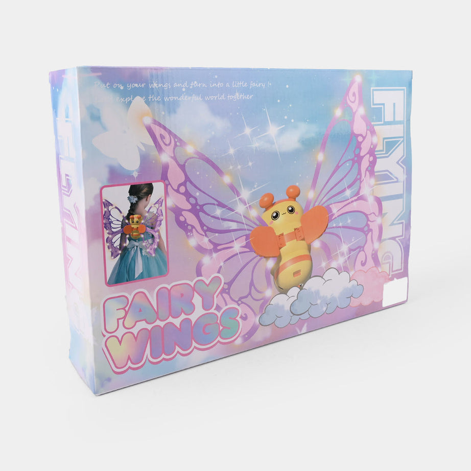 Flapping Bee Fairy Wings with Lights & Music – Motion-Activated Flying Bee Toy for Kids, Safe Non-Toxic, Interactive & Imaginative Play, Portable Gift (Box 9"x15")