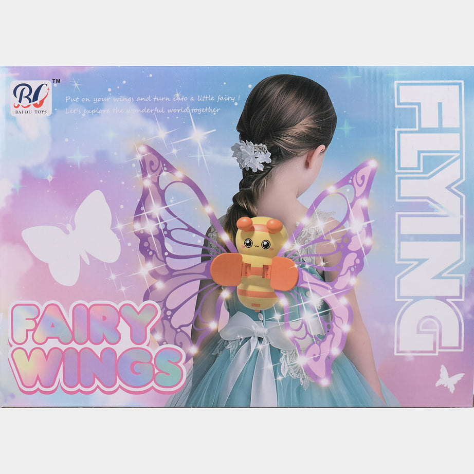 Flapping Bee Fairy Wings with Lights & Music – Motion-Activated Flying Bee Toy for Kids, Safe Non-Toxic, Interactive & Imaginative Play, Portable Gift (Box 9"x15")