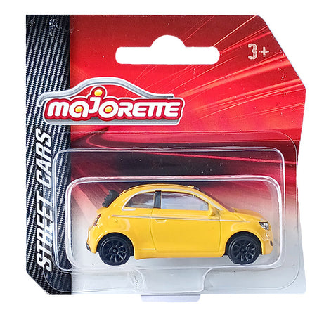 Majorette Street Cars Fiat 500 Icon | Officially Licensed Yellow Die-Cast Metal Toy Car, Realistic 1:64 Scale Model with Suspension for Kids and Collectors Aged 3+