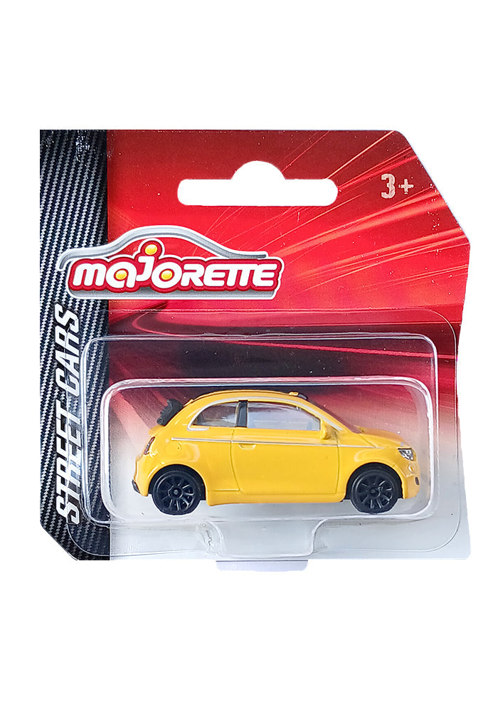 Majorette Street Cars Fiat 500 Icon | Officially Licensed Yellow Die-Cast Metal Toy Car, Realistic 1:64 Scale Model with Suspension for Kids and Collectors Aged 3+