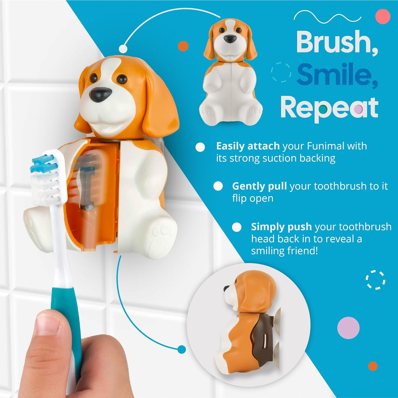 Flipper Fun Animal ToothBrush & Toothbrush Cover Set - Cow