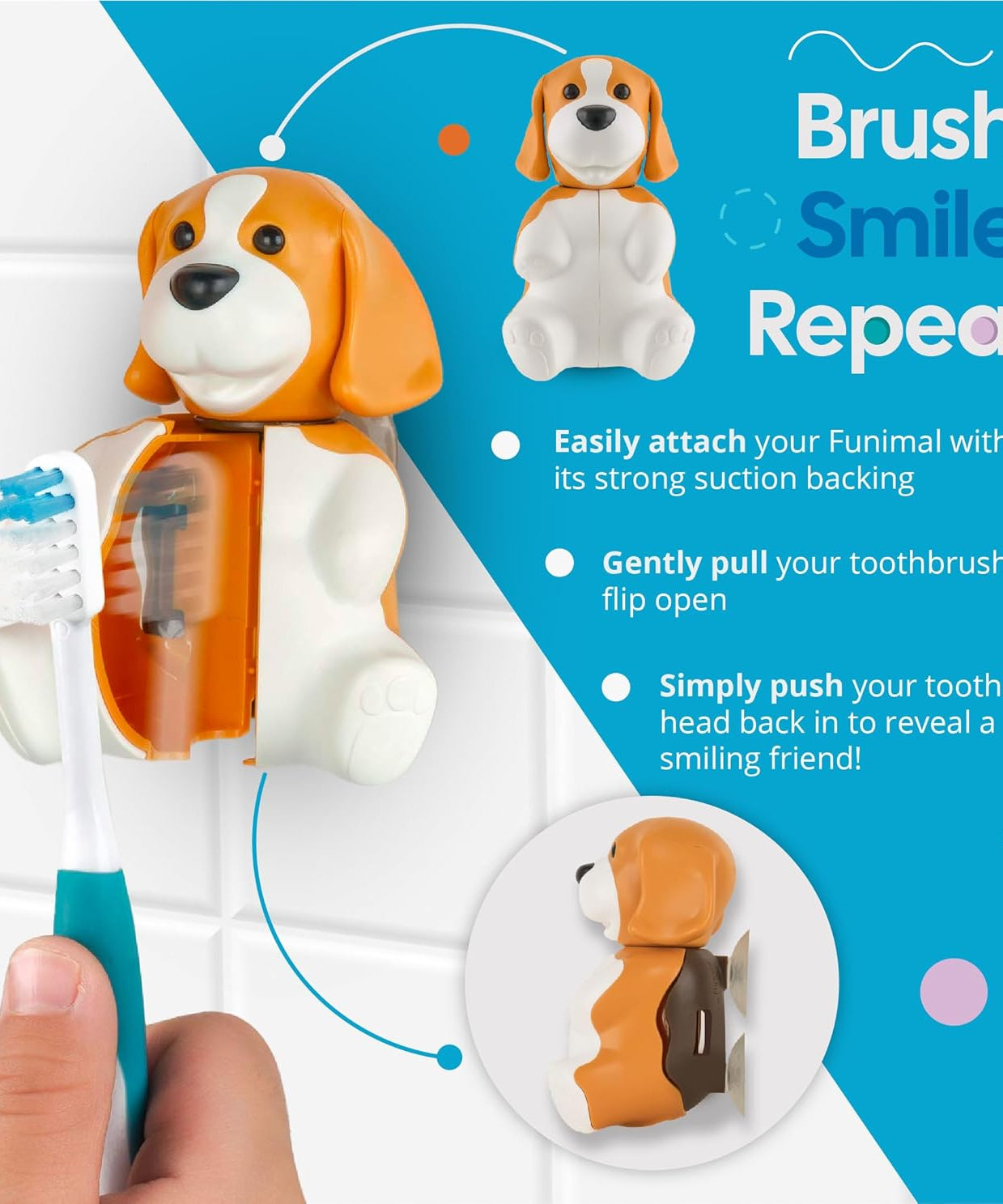 Flipper Fun Animal ToothBrush & Toothbrush Cover Set - Dog - MINIMEE KIDS