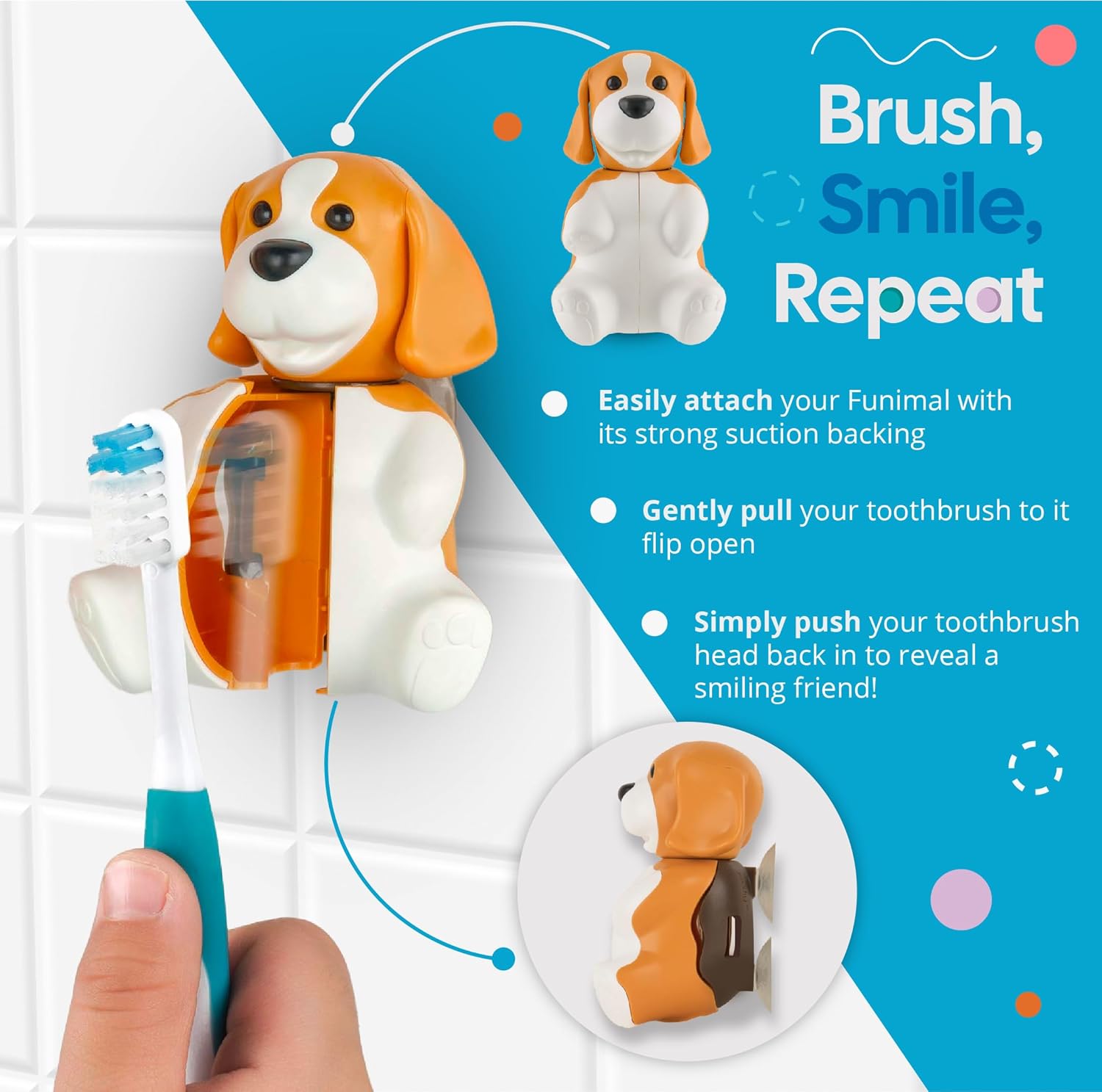 Flipper Fun Animal ToothBrush & Toothbrush Cover Set - Cow