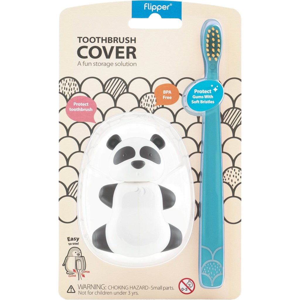 Flipper Fun Animal ToothBrush & Toothbrush Cover Set - Panda