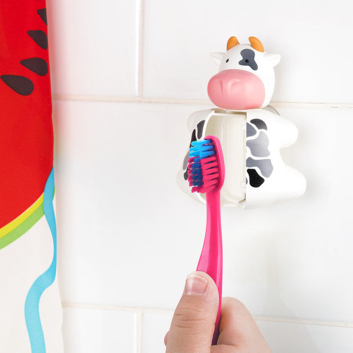 Flipper Fun Animal ToothBrush & Toothbrush Cover Set - Cow