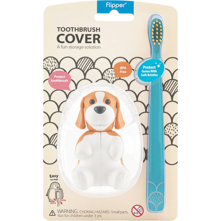 Flipper Fun Animal ToothBrush & Toothbrush Cover Set - Dog