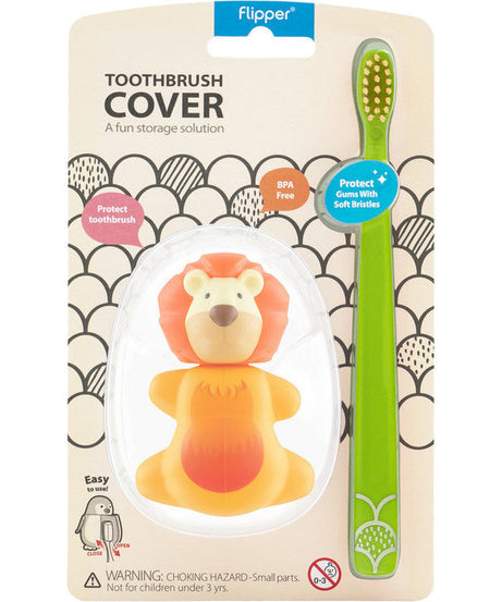 Flipper Fun Animal ToothBrush & Toothbrush Cover Set - Lion
