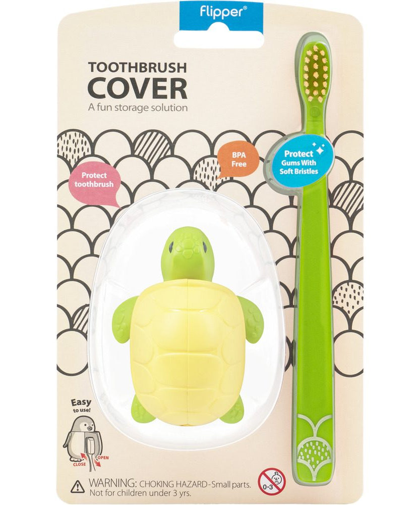 Flipper Fun Animal ToothBrush & Toothbrush Cover Set - Turtle