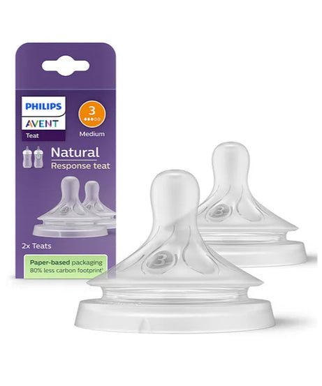 Philips Avent Natural Response Teat - Flow 3 for Babies 1 Month and Above | Pack of 2 | SCY963/02 - BPA-Free Anti-Colic Silicone Nipples | Mimics Breastfeeding Pace