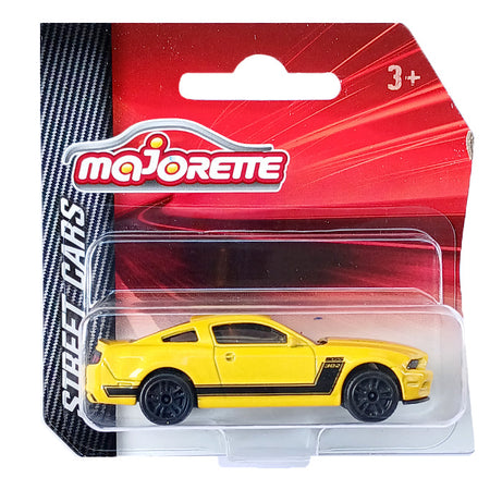 Majorette Street Cars Ford Mustang Boss 302 | Officially Licensed Yellow Die-Cast Metal Muscle Car, Realistic 1:64 Scale Model for Kids and Collectors Aged 3+