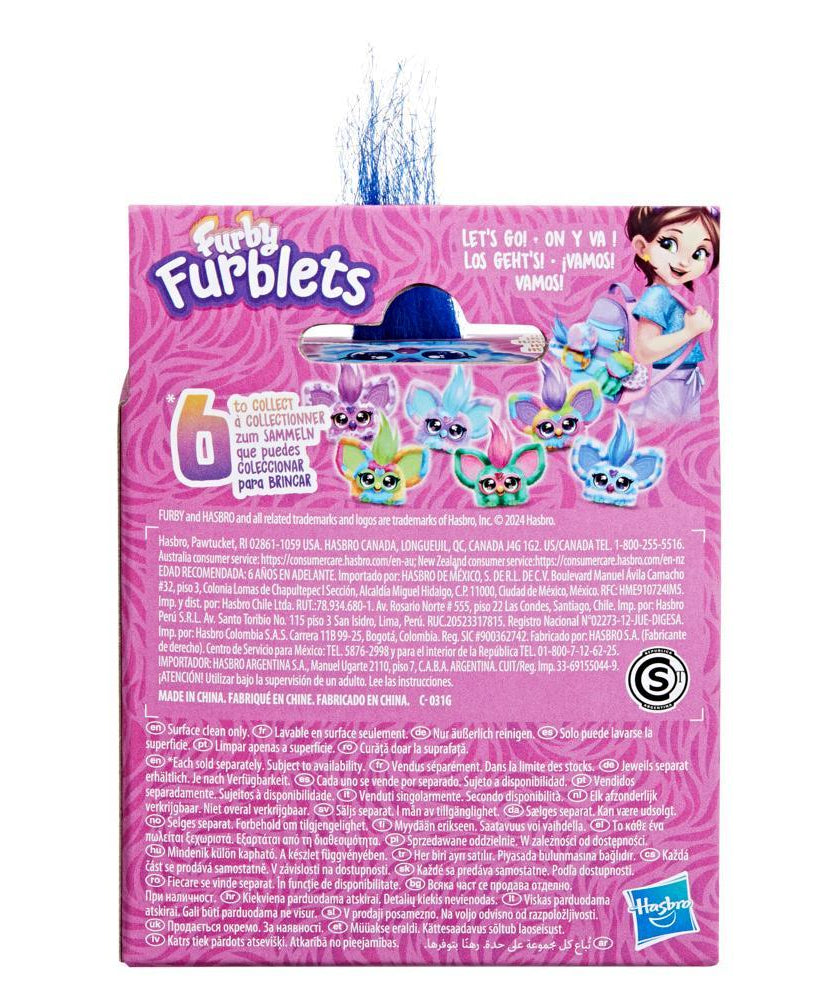 Hasbro Furby Furblets Ooh-Koo Mini Electronic Plush Toy – Musical Rock-Themed Talking Toy with Keychain Clip for Kids 6+ | 45+ Sounds & Phrases | Portable Interactive Plush for Boys & Girls