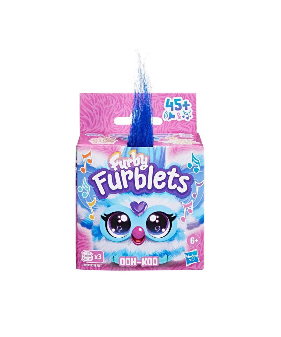 Hasbro Furby Furblets Ooh-Koo Mini Electronic Plush Toy – Musical Rock-Themed Talking Toy with Keychain Clip for Kids 6+ | 45+ Sounds & Phrases | Portable Interactive Plush for Boys & Girls