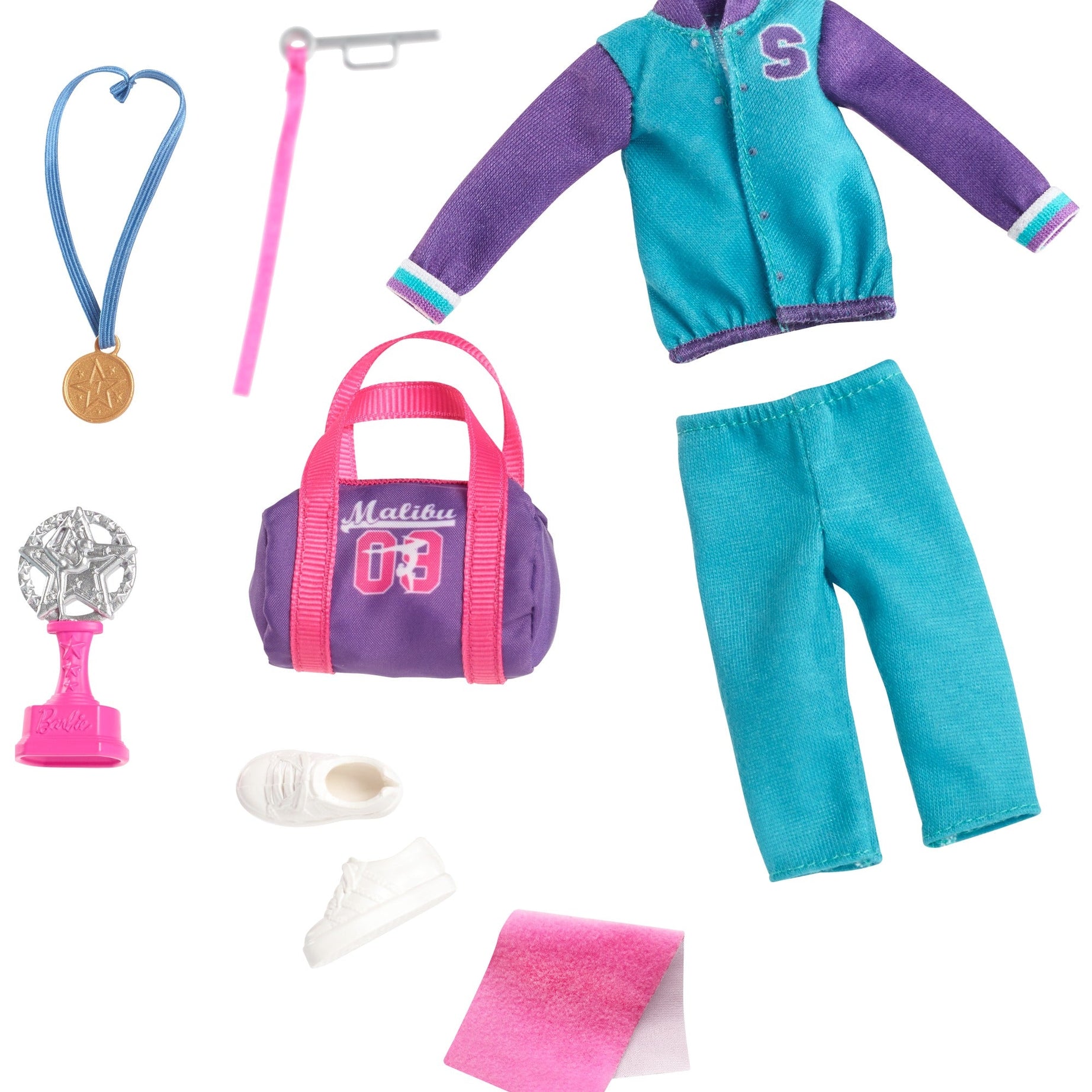 Barbie Team Stacie Gymnastics Doll & Playset – Spinning Bar, Gymnast Accessories, Medal, Trophy & Gym Bag – Perfect Sports-Themed Toy for Kids Ages 3+ | GBK59
