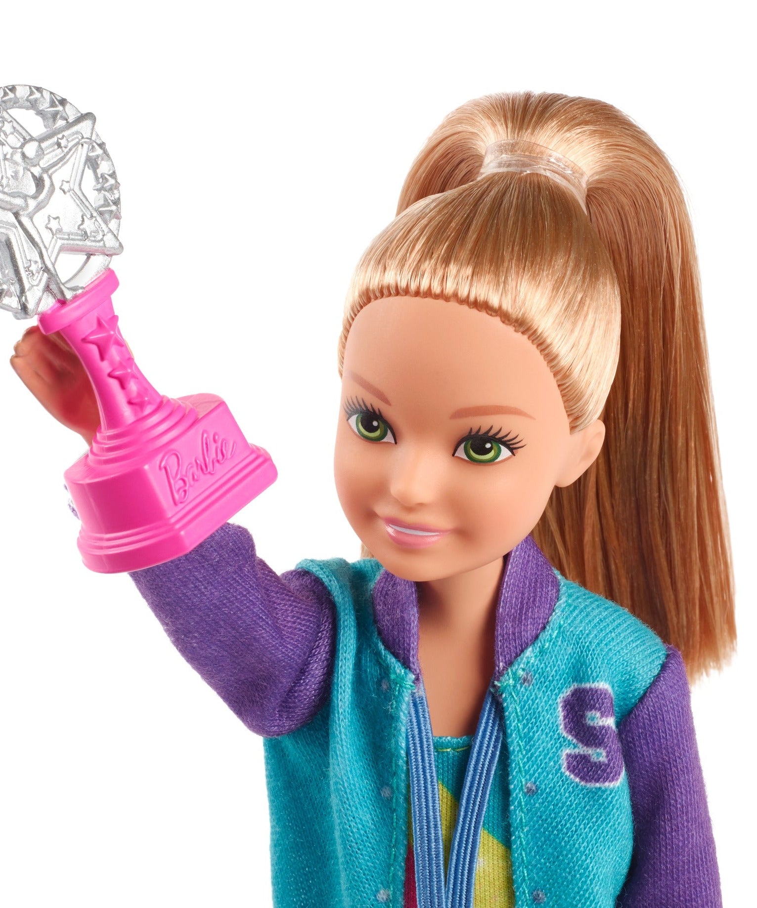 Barbie Team Stacie Gymnastics Doll & Playset – Spinning Bar, Gymnast Accessories, Medal, Trophy & Gym Bag – Perfect Sports-Themed Toy for Kids Ages 3+ | GBK59