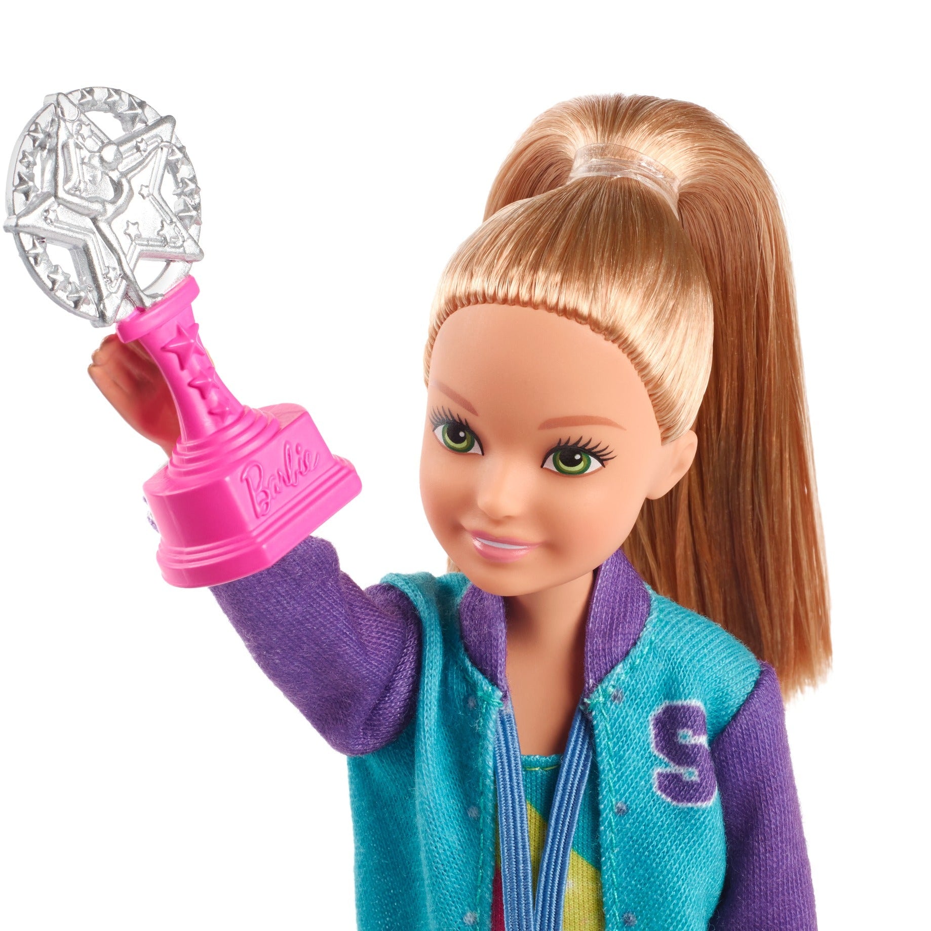 Barbie Team Stacie Gymnastics Doll & Playset – Spinning Bar, Gymnast Accessories, Medal, Trophy & Gym Bag – Perfect Sports-Themed Toy for Kids Ages 3+ | GBK59