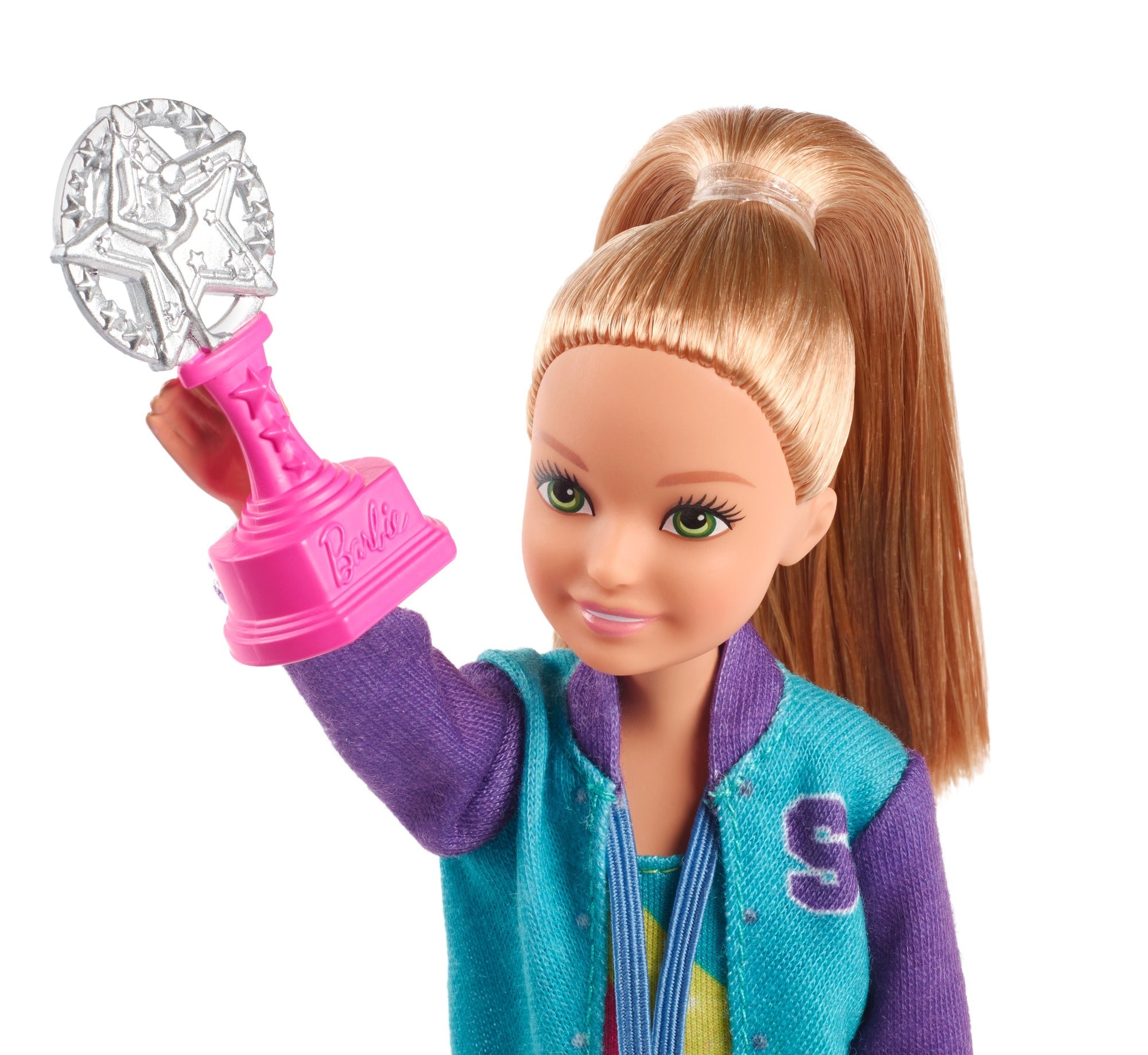 Barbie Team Stacie Gymnastics Doll & Playset – Spinning Bar, Gymnast Accessories, Medal, Trophy & Gym Bag – Perfect Sports-Themed Toy for Kids Ages 3+ | GBK59