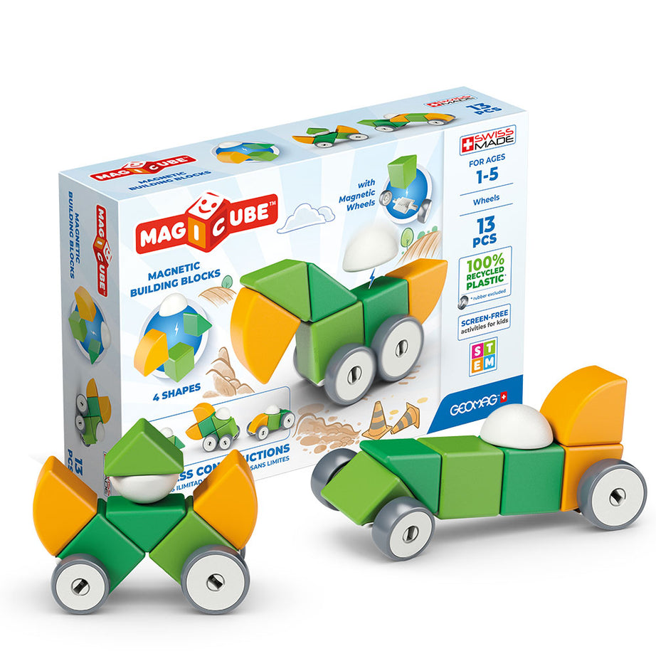 Geomag Magicube 13 Pieces Magnetic Building Blocks with Magnetic Wheels For Ages 1-5 Years