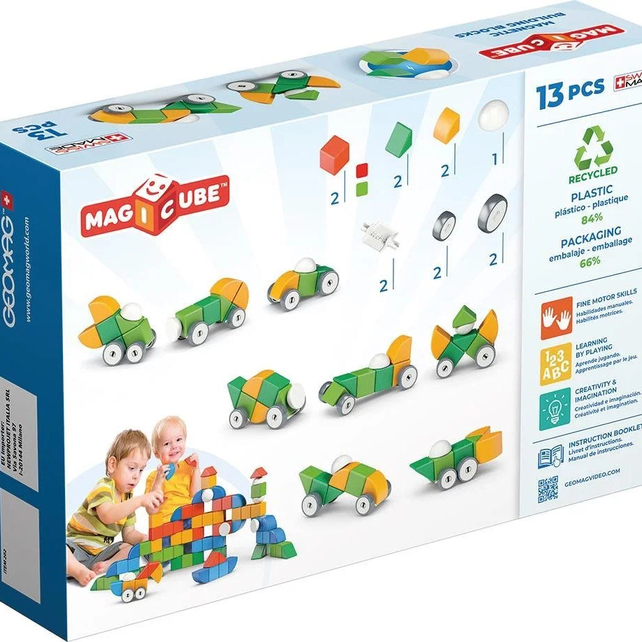 Geomag Magicube 13 Pieces Magnetic Building Blocks with Magnetic Wheels For Ages 1-5 Years