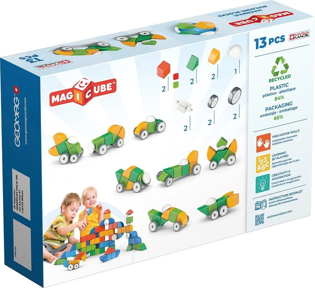Geomag Magicube 13 Pieces Magnetic Building Blocks with Magnetic Wheels For Ages 1-5 Years