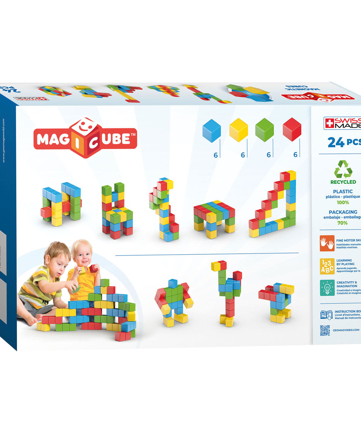 Geomag Magicube Magnetic Cubes - 24 Pcs Building Blocks for Ages 1-5 Years