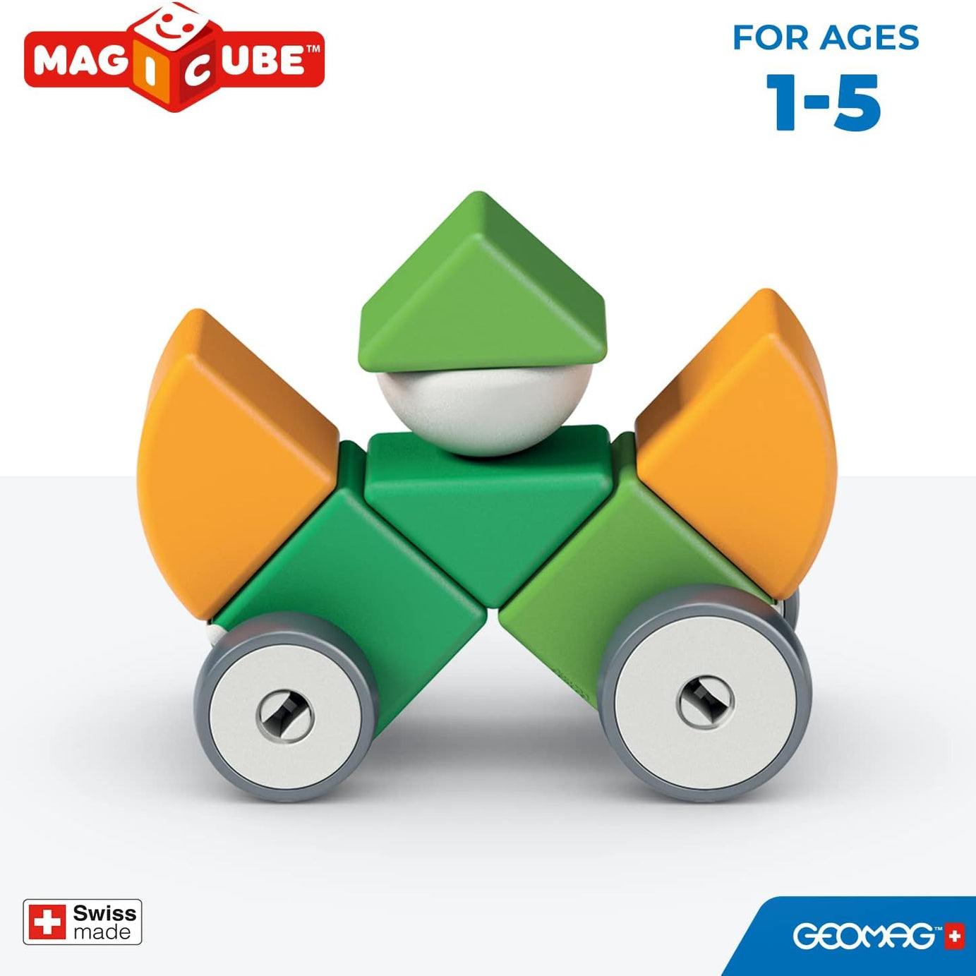 Geomag Magicube 13 Pieces Magnetic Building Blocks with Magnetic Wheels For Ages 1-5 Years