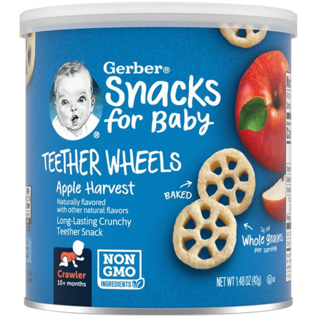 Gerber Teether Wheels Apple Harvest Snacks for Babies 10+ Months - 42g