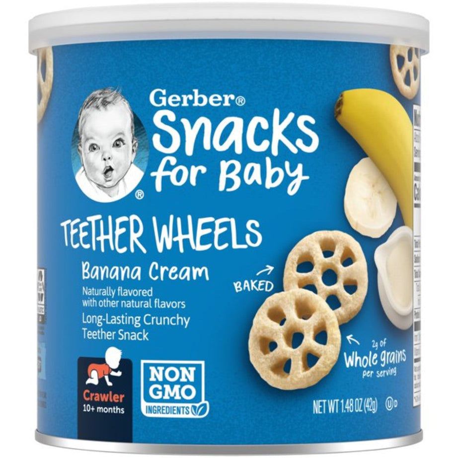 Gerber Teether Wheels Banana Cream Snacks for Babies 10+ Months - 42g