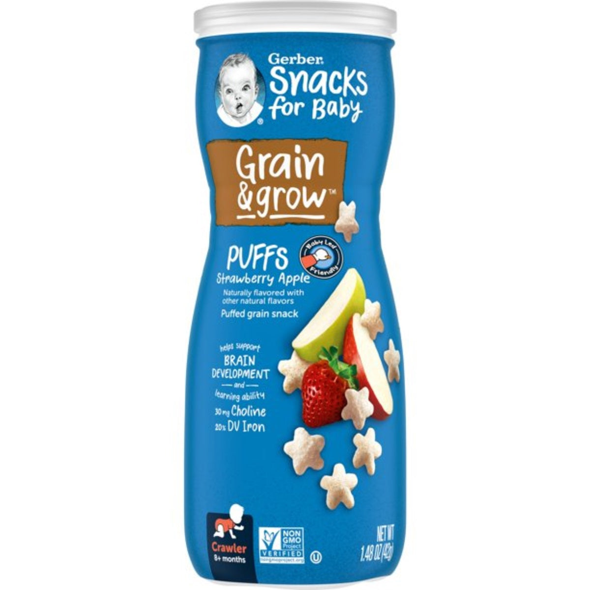 Gerber Grain & Grow Strawberry Apple Puffs for Babies 8+months - 42g