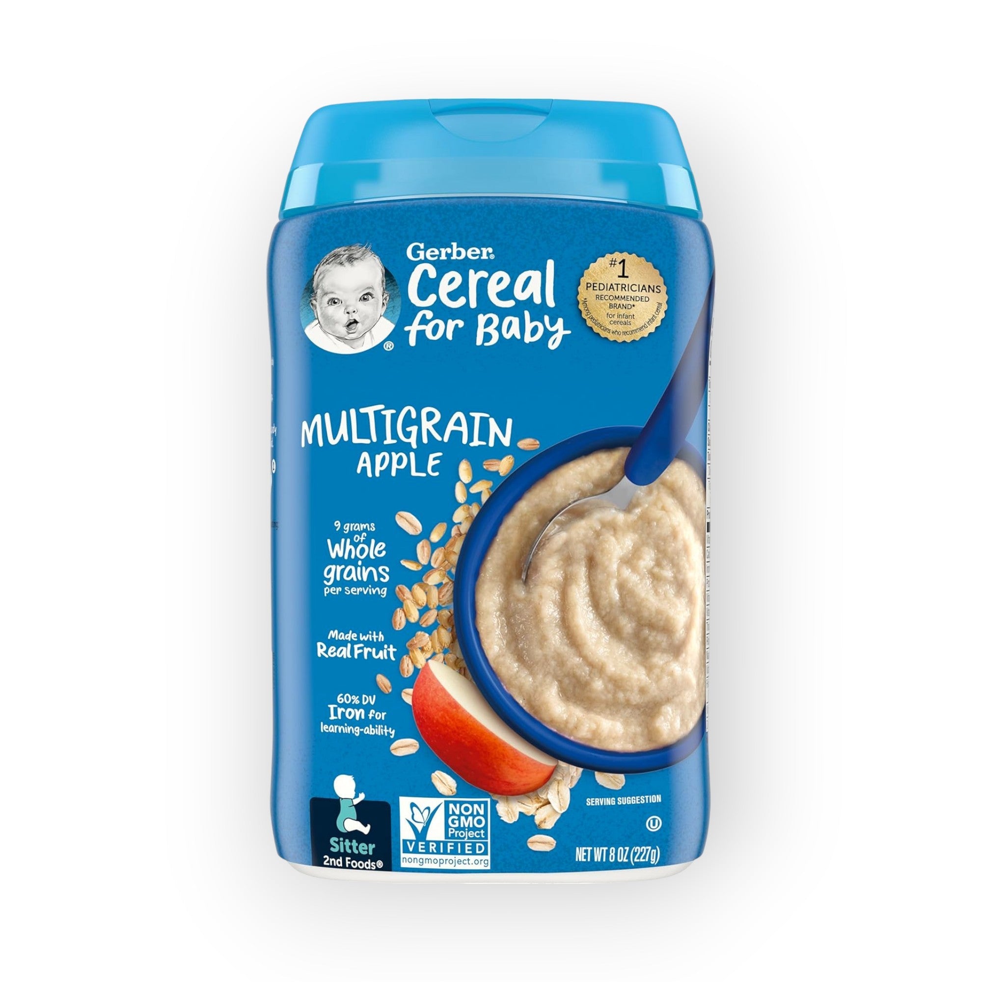 Gerber Multigrain Apple Cereal for Babies – Nutrient-Rich Organic Cereal with Real Fruit & Whole Grains | 227g Pack