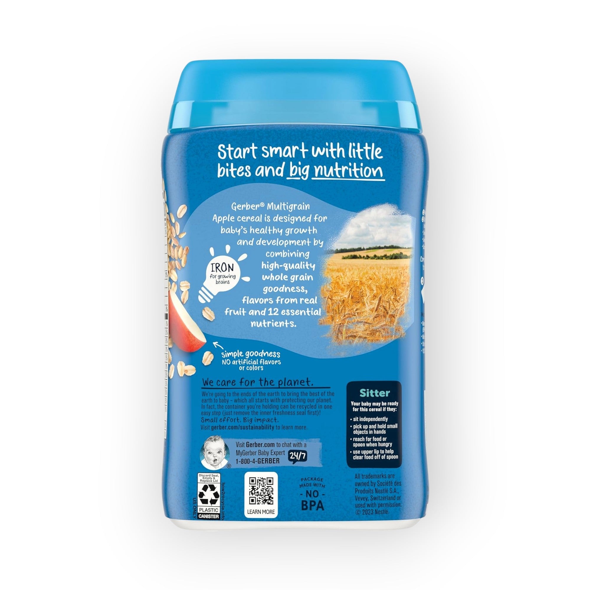 Gerber Multigrain Apple Cereal for Babies – Nutrient-Rich Organic Cereal with Real Fruit & Whole Grains | 227g Pack