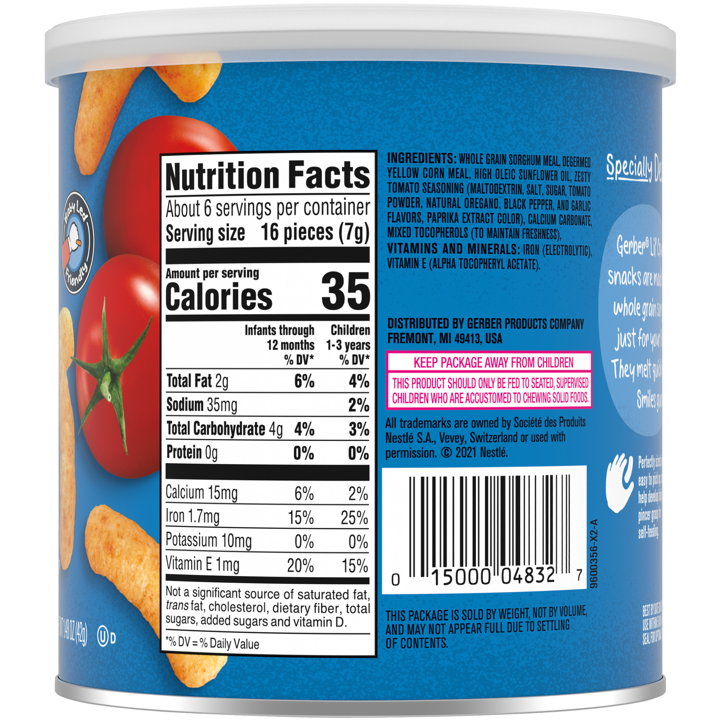 Gerber Lil' Crunchies Garden Tomato Snacks for Crawler babies 8+ Months - 42g