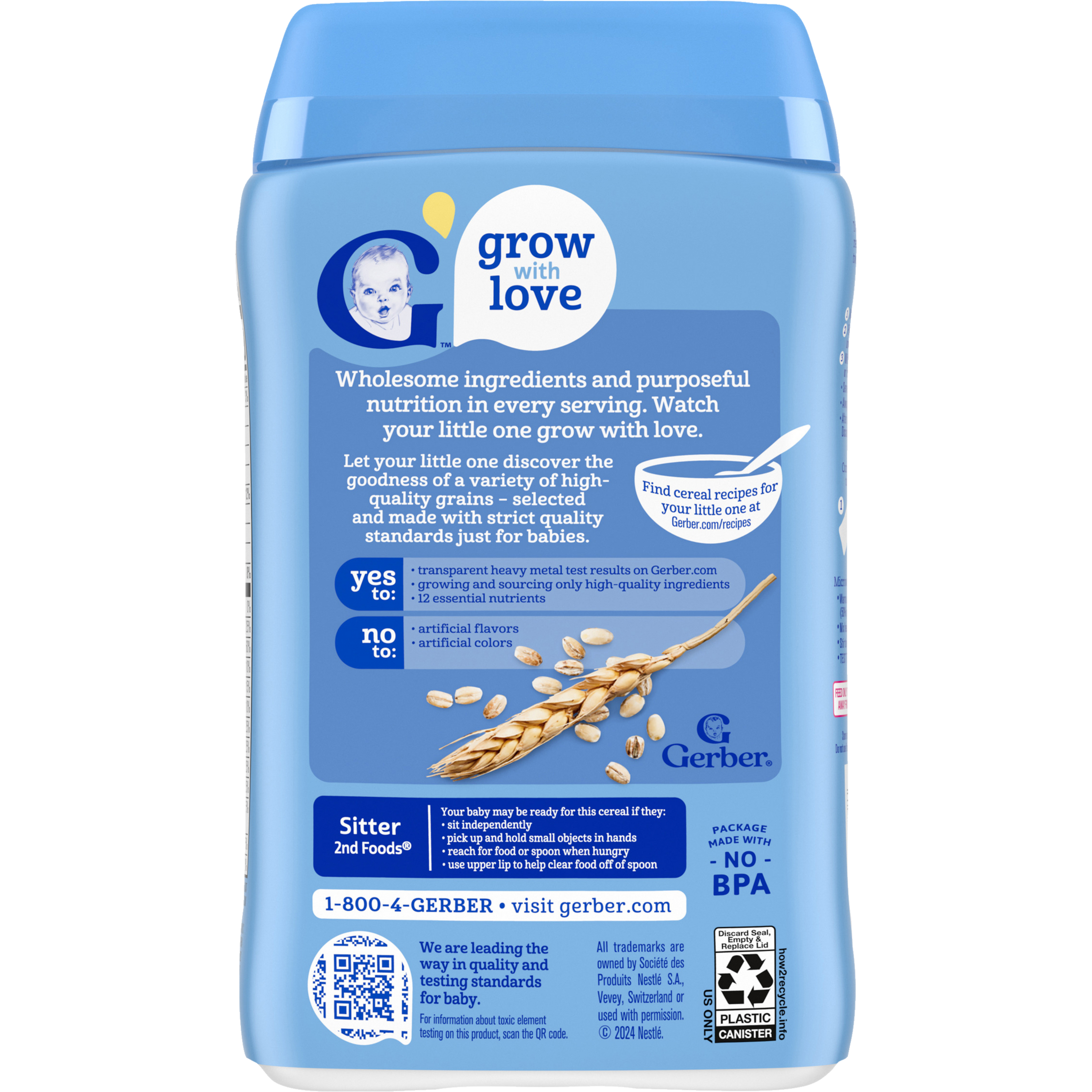 Gerber Multigrain Cereal - 227g | Gentle Grains Infant Cereal, Non-GMO, 60% DV Iron for Learning-Ability & 10g Whole Grains for Sitter Babies (6+ Months)