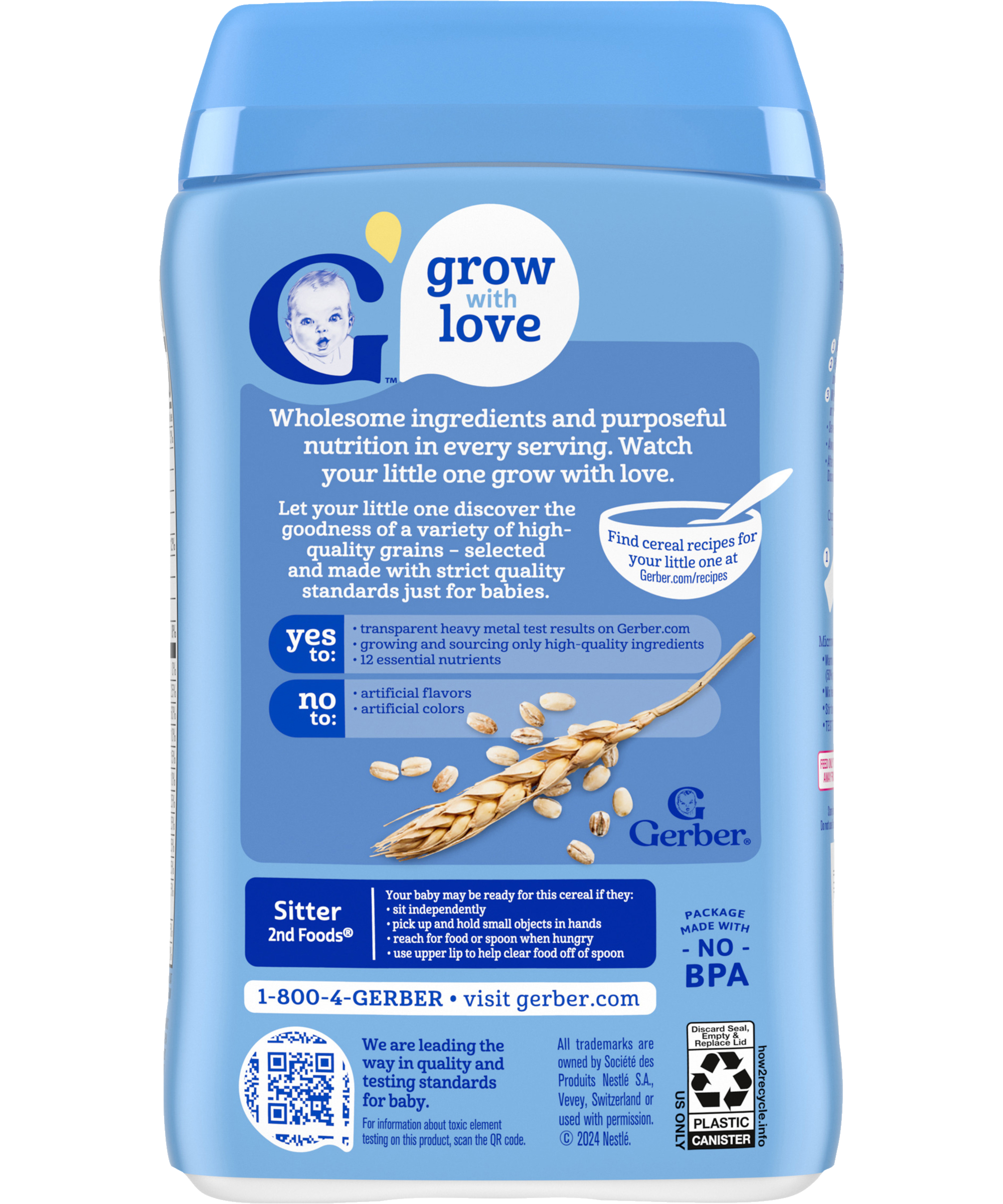 Gerber Multigrain Cereal - 227g | Gentle Grains Infant Cereal, Non-GMO, 60% DV Iron for Learning-Ability & 10g Whole Grains for Sitter Babies (6+ Months) - MINIMEE KIDS