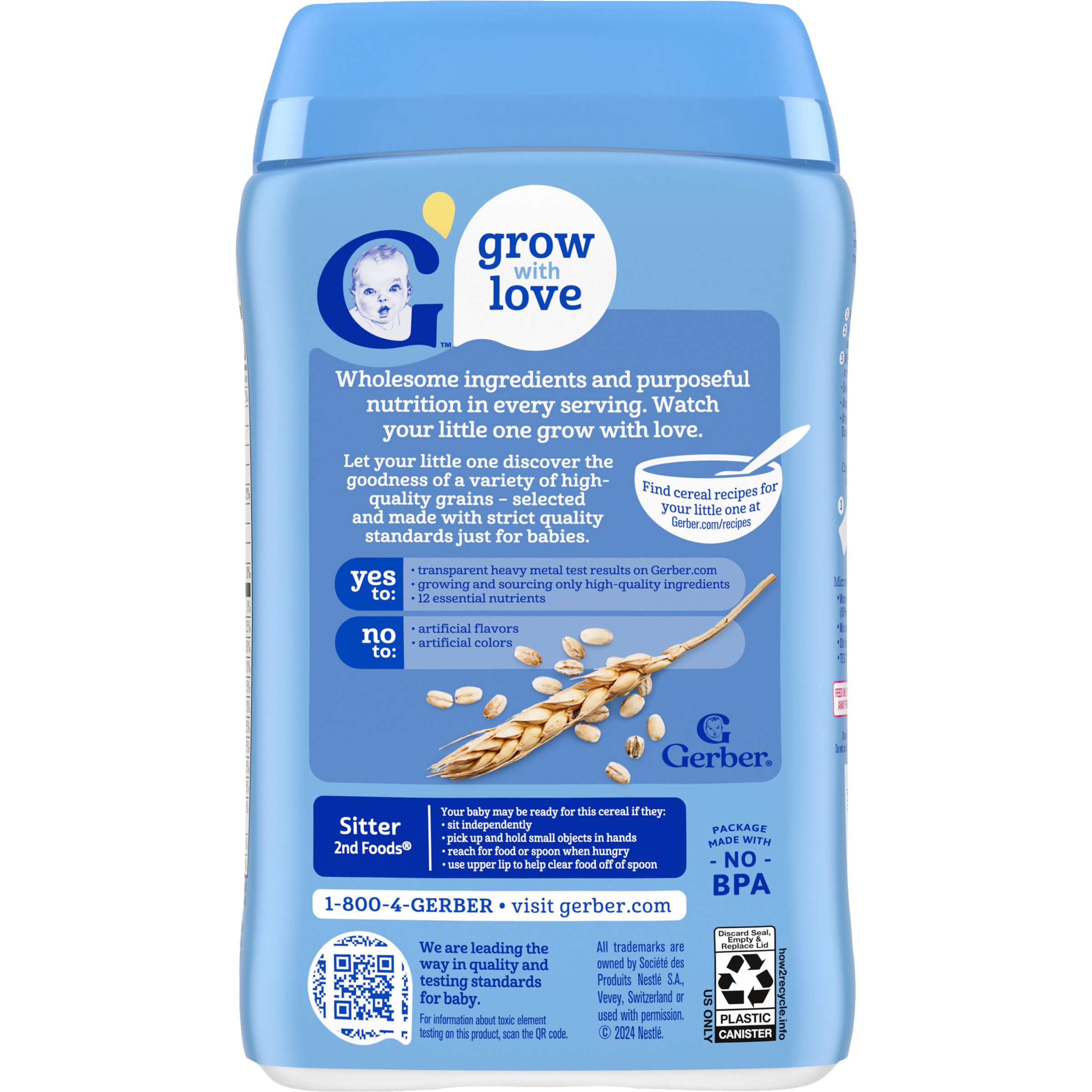 Gerber Multigrain Cereal - 227g | Gentle Grains Infant Cereal, Non-GMO, 60% DV Iron for Learning-Ability & 10g Whole Grains for Sitter Babies (6+ Months)